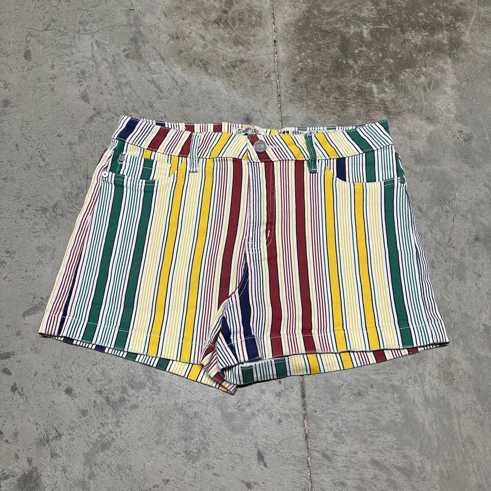 Women's Indigo Rein Denim Shorts Size 13 Multicolor Vertical Stripes
